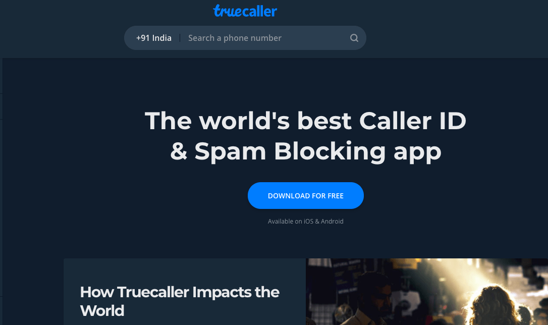 Búsqueda inversa Truecaller