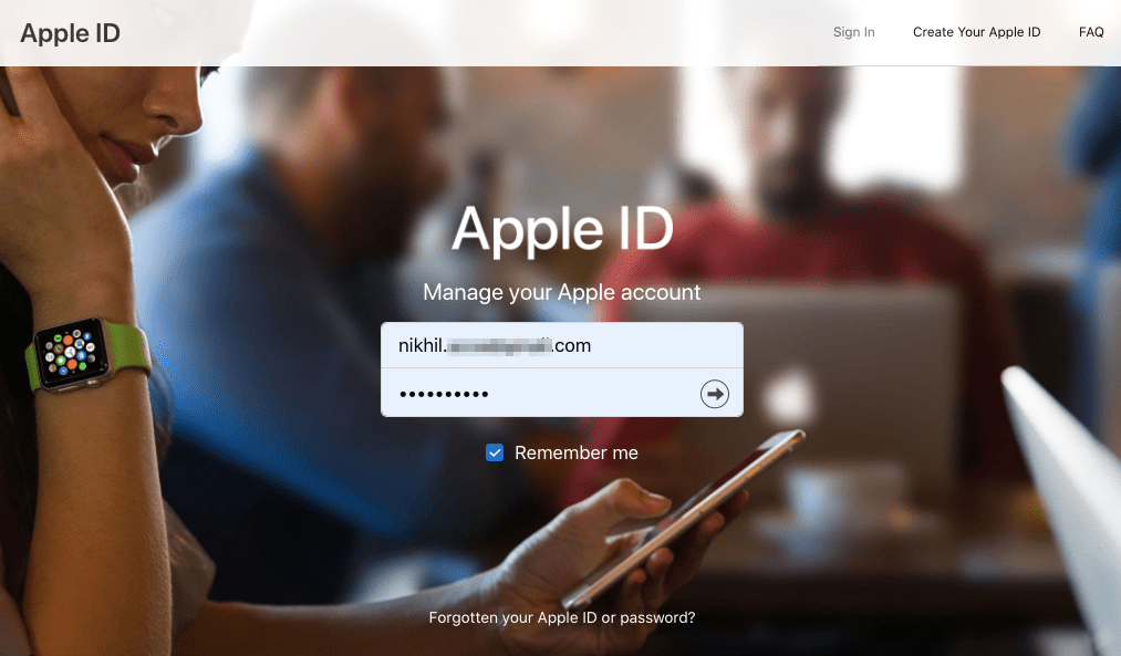 Digite o ID da Apple e a senha