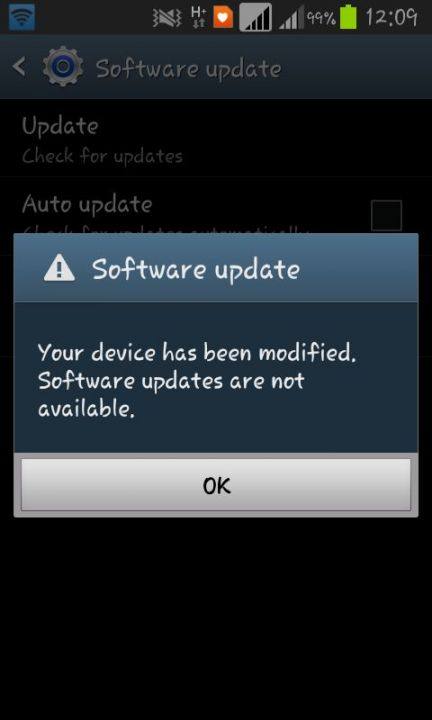 برنامج الجهاز لا يمكن تحديثه