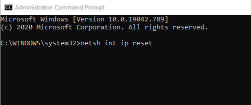 netsh int ip reset