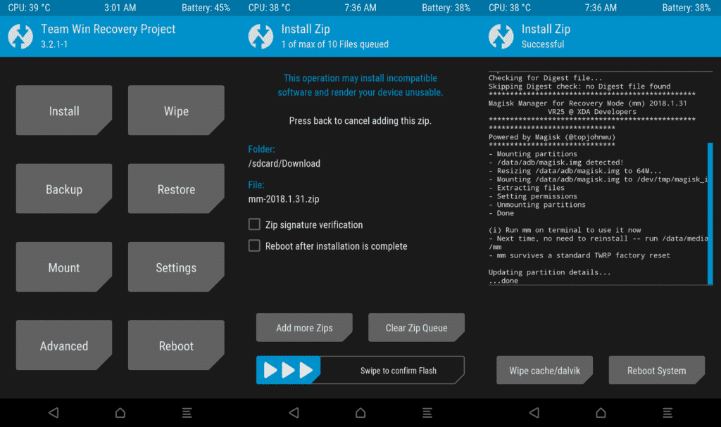 Instalirajte Magisk Zip TWRP